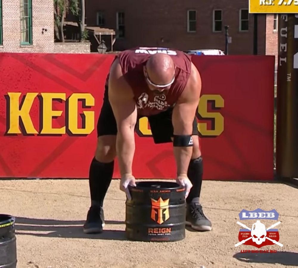 Keg toss setup at worlds strongest man throwing for height