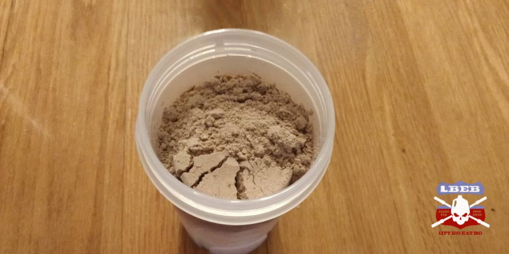 Chocolate mass gainer in shaker cup unmixed